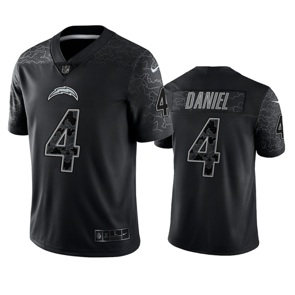 Men's Los Angeles Chargers #4 Chase Daniel Black Reflective Limited Stitched Football Jersey